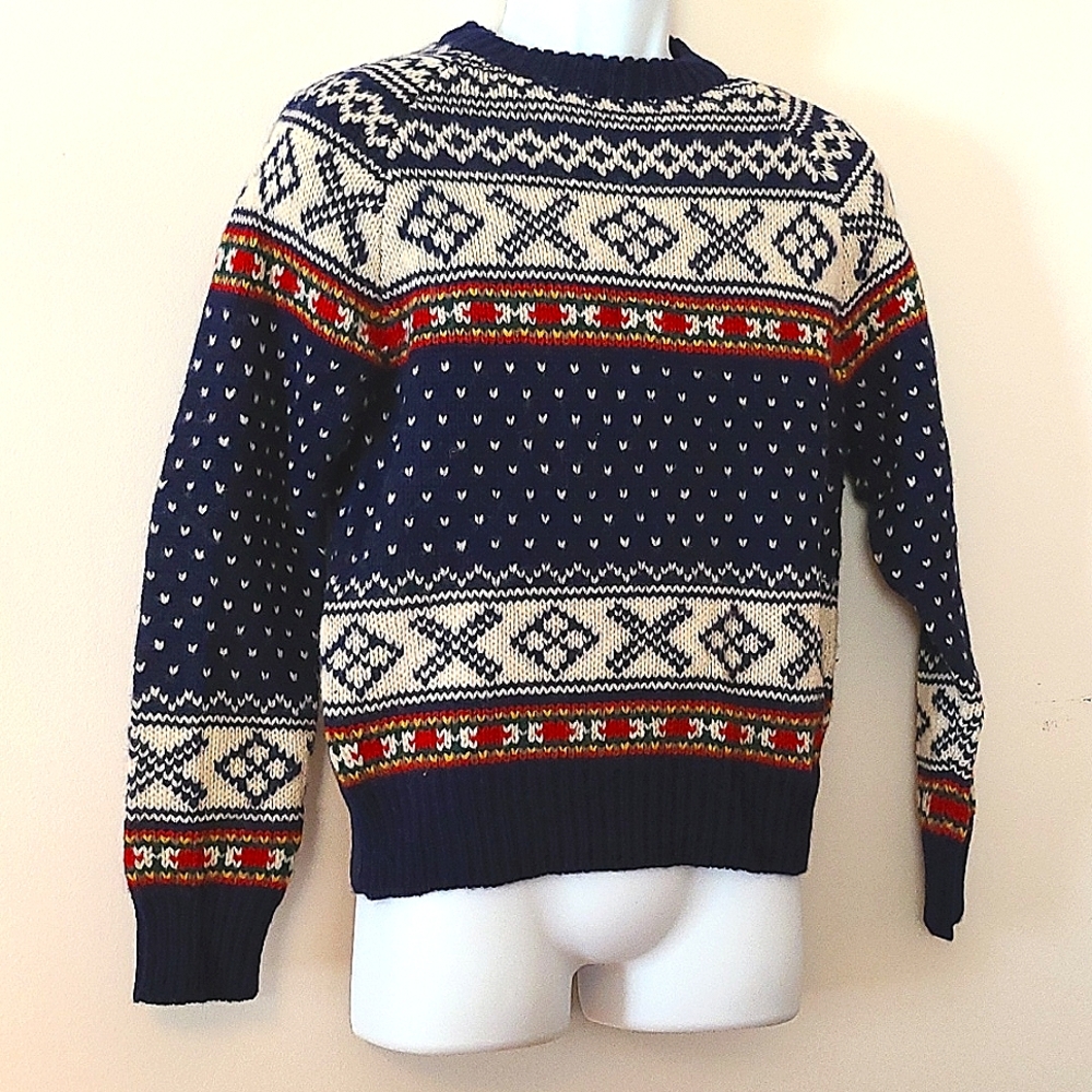 Navy and Cream Crewneck Sweater